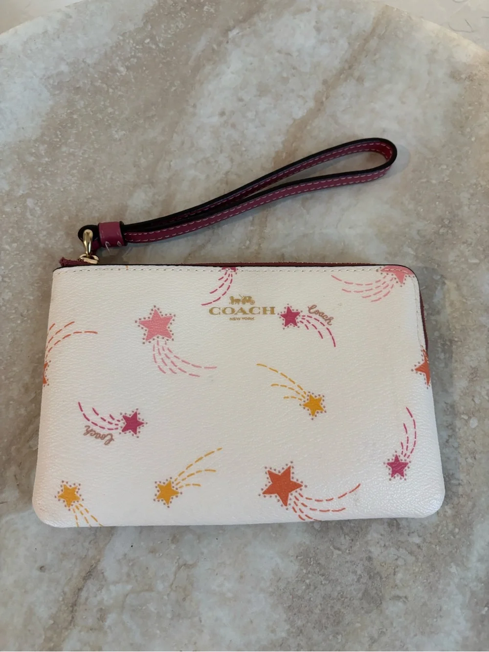 Coach Corner Zip Shooting Star print Wristlet